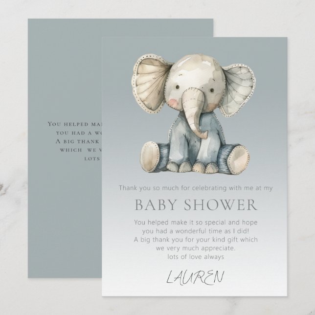 Budget Cute Elephant Baby Shower Card (Front/Back)