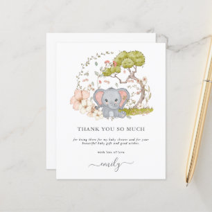 Budget Cute Elephant Florals Baby Shower Thank You
