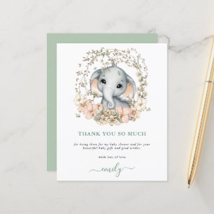 Budget Cute Elephant Sage Baby Shower Thank You
