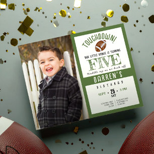 Budget Cute Football Photo Birthday Invitation