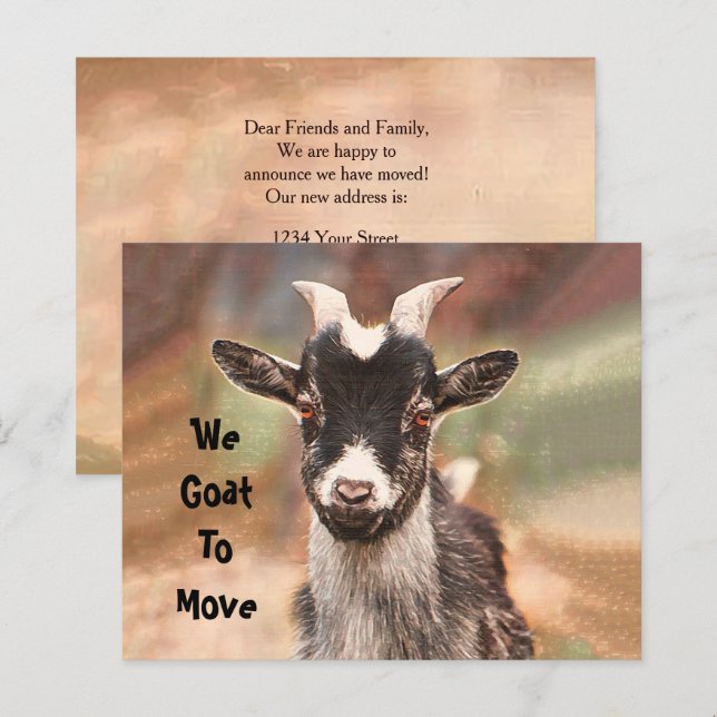 Budget Cute Goat Moving New Address (Front/Back)