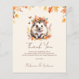 Budget Cute Hedgehog Fall Baby Shower Thank You 