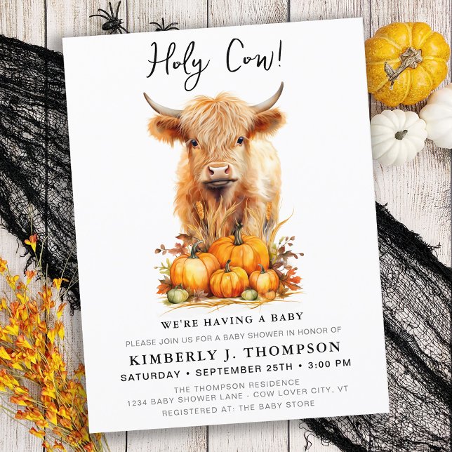 Budget Cute Highland Cow Autumn Baby Shower Invite (Creator Uploaded)