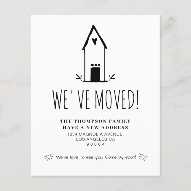 BUDGET Cute Minimal We've Moved New Address Moving (Front)