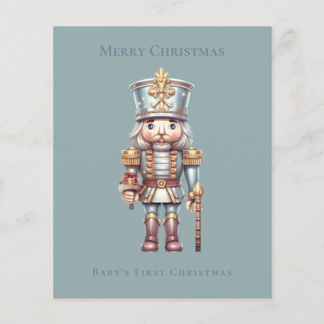 Budget Cute Nutcracker Baby's First Christmas Card (Front)