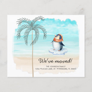 Budget Cute Penguin Florida Beach New Address Card
