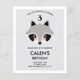 BUDGET Cute Racoon Rascal Minimalist Invitation