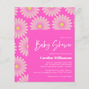 Budget Cute Scandinavian Flower Pink Baby Shower