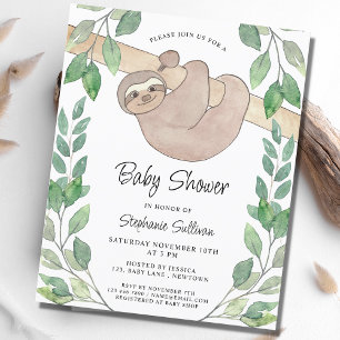Budget Cute Sloth Baby Shower Invitation