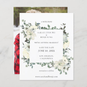 Budget D Blue & White Floral Save the Date Photo