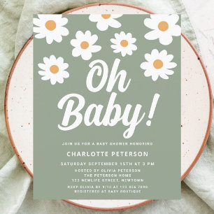 Budget Daisy Green Baby Shower Invitation