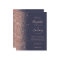 Budget Dark Blue Rose Gold Glitter Wedding Invite
