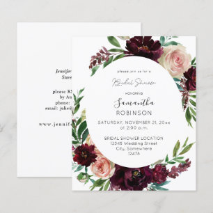 Budget Dark Burgundy & Pink Floral Bridal Shower