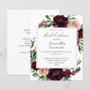 Budget Dark Burgundy & Pink Floral Bridal Shower S