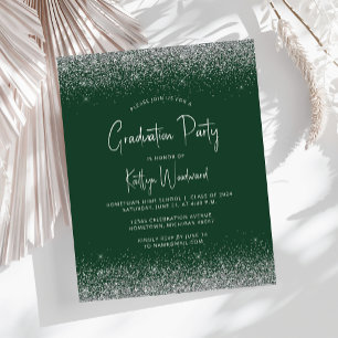 Budget Dark Green Silver Glitter Graduation Party