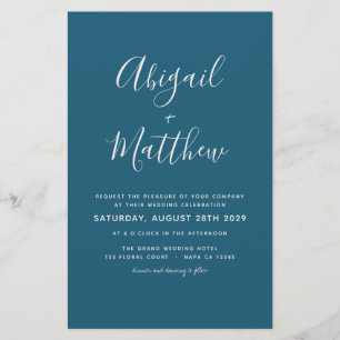 Budget Dark Teal Photo Simple Wedding Invitation   Flyer