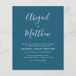 Budget Dark Teal Simple Wedding Invitation  Flyer
