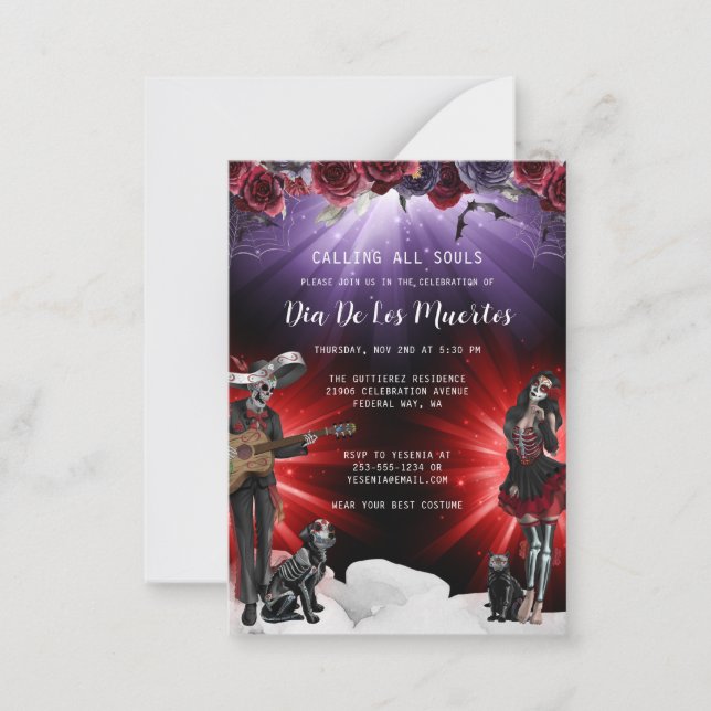 Budget Day of the Dead Floral Invitation (Front)