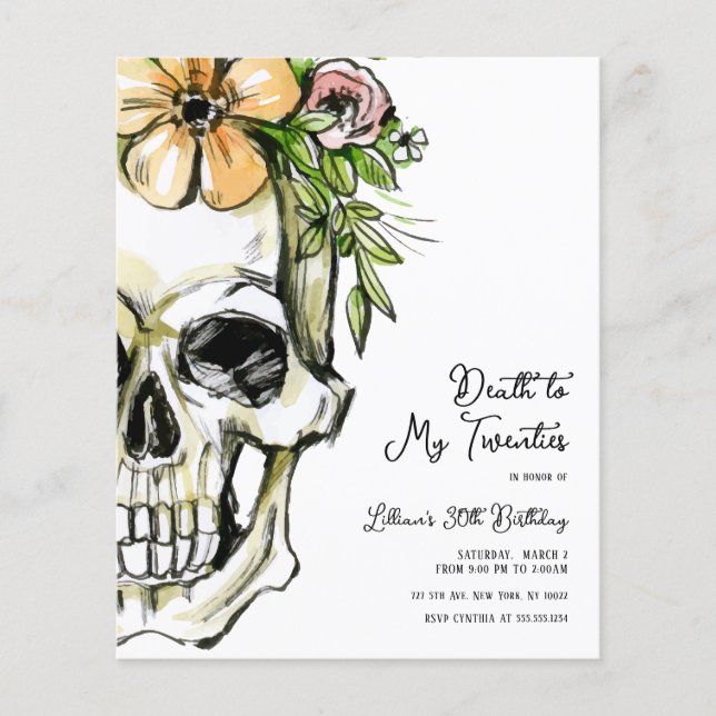 Budget Death to My 20s Birthday Skull (Front)