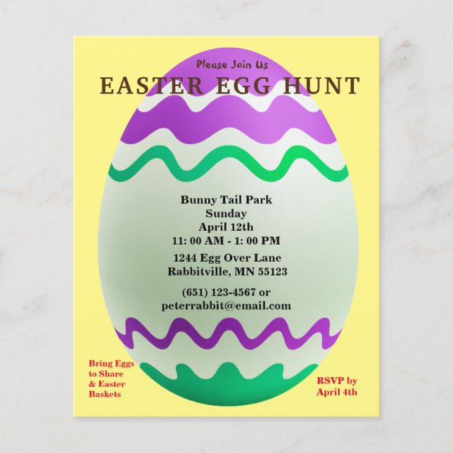 Budget Decorative Egg Easter Egg Hunt Invitation Flyer (Front)