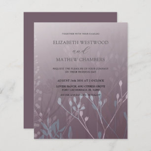 Budget Deep Plum Foliage Wedding Invitation
