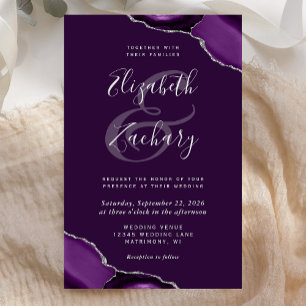 Budget Deep Purple Silver Agate Corners Wedding