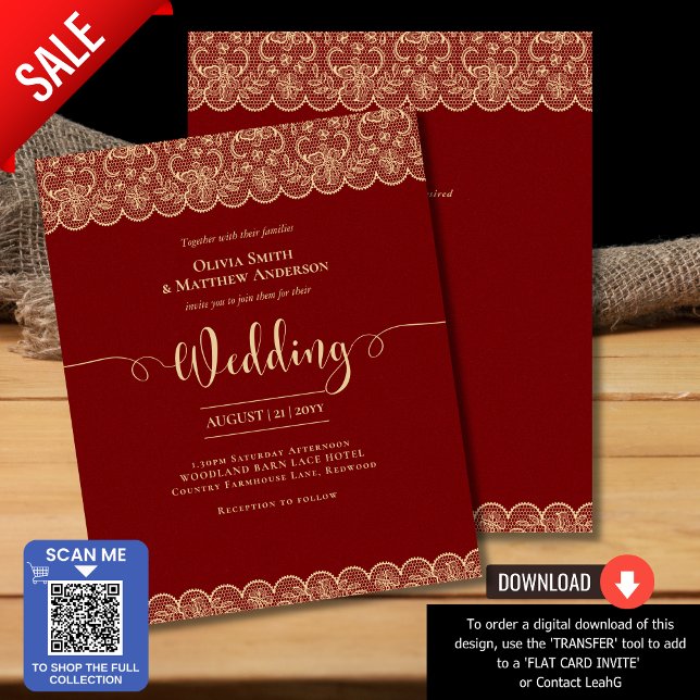 BUDGET Deep RED Gold Lace Wedding (Creator Uploaded)