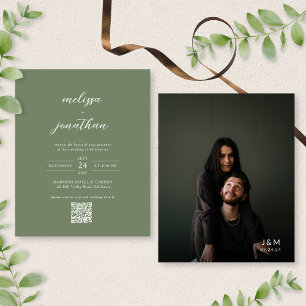 BUDGET Deep Sage Green Photo QR Code Wedding