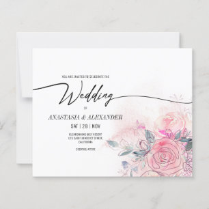 BUDGET Delicate Floral wedding invitation.
