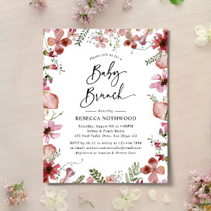 Budget Delicate Pink Floral Baby Brunch Invitation