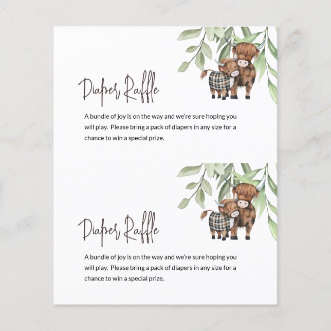 Budget Diaper Raffle Cow Greenery Card Centre Cut (Front)