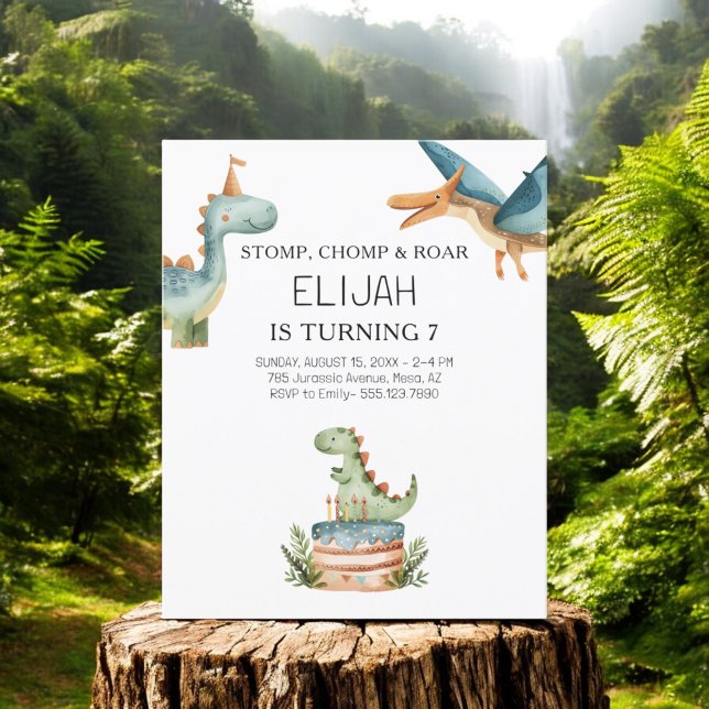 Budget Dinosaur Birthday Kids Party Invitation Flyer (Creator Uploaded)