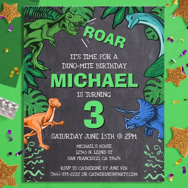 Budget Dinosaur Kids Dino Trex Birthday Invitation (Creator Uploaded)