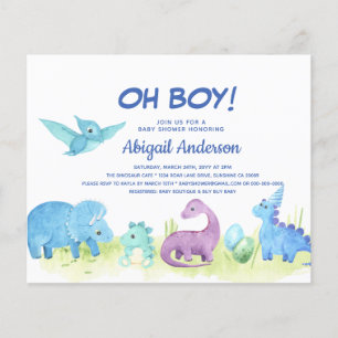 BUDGET Dinosaur Oh Boy Baby Shower Invitation Flyer