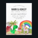 Budget Dinosaur Unicorn Cake Candle Joint Birthday<br><div class="desc">Cute Dinosaur Unicorn Cake Candle Joint Birthday Invitation</div>