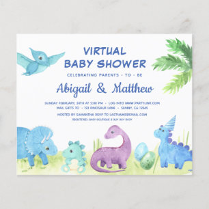 BUDGET Dinosaur Virtual Baby Shower Invitation