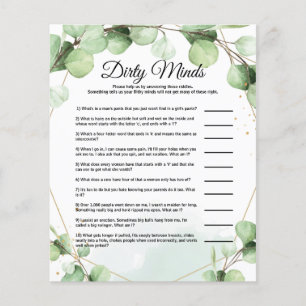 Budget Dirty Minds Bridal Shower Game Cards