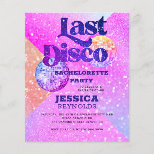 Budget disco bachelorette party invitation flyer