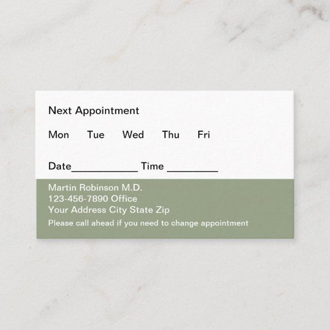 Budget Doctor Appointment Cards (Front)