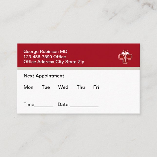 Budget Doctor Office Appointment Business Cards (Front)