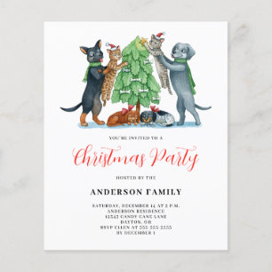 Budget Dog Cat Christmas Party Invitation Flyer