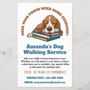 Budget Dog Walking Pet Sitting Small Business Flyer