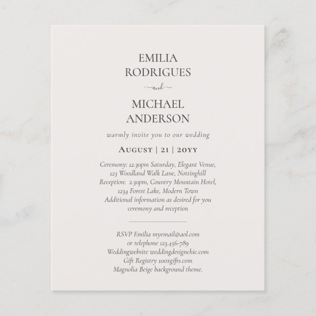BUDGET Double-Sided BILINGUAL Spanish Boda Wedding Flyer (Front)