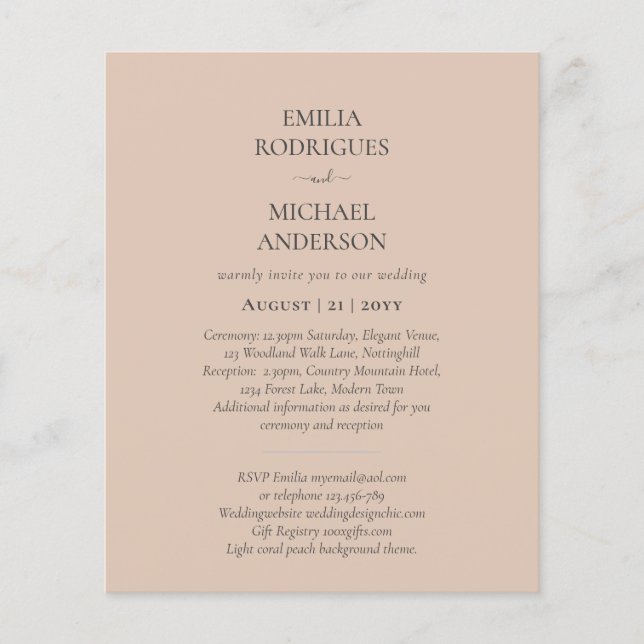 BUDGET Double-Sided BILINGUAL Spanish Boda Wedding Flyer (Front)