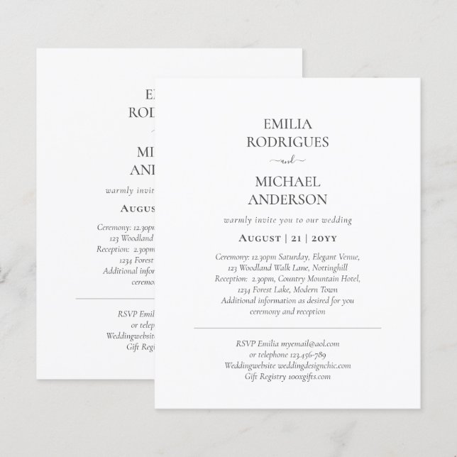 BUDGET Double-Sided BILINGUAL Text Only Wedding (Front/Back)