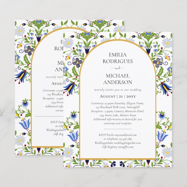 BUDGET Double Sided BILINGUAL Wedding Folk Art (Front/Back)