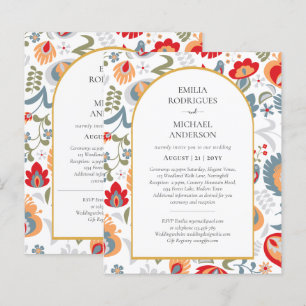 BUDGET Double Sided BILINGUAL Wedding Folk Art Fly