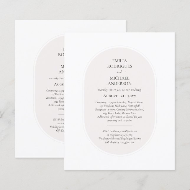 BUDGET Double Sided BILINGUAL Wedding White Beige (Front/Back)