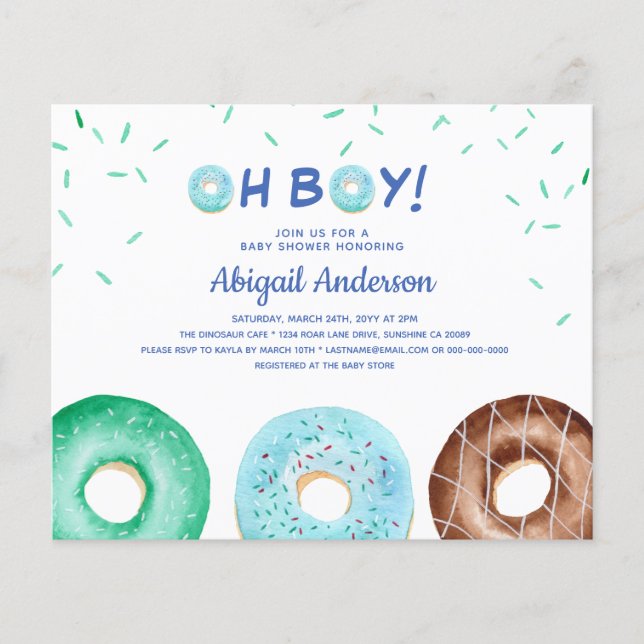 BUDGET Doughnut Oh Boy Baby Shower Invitation (Front)
