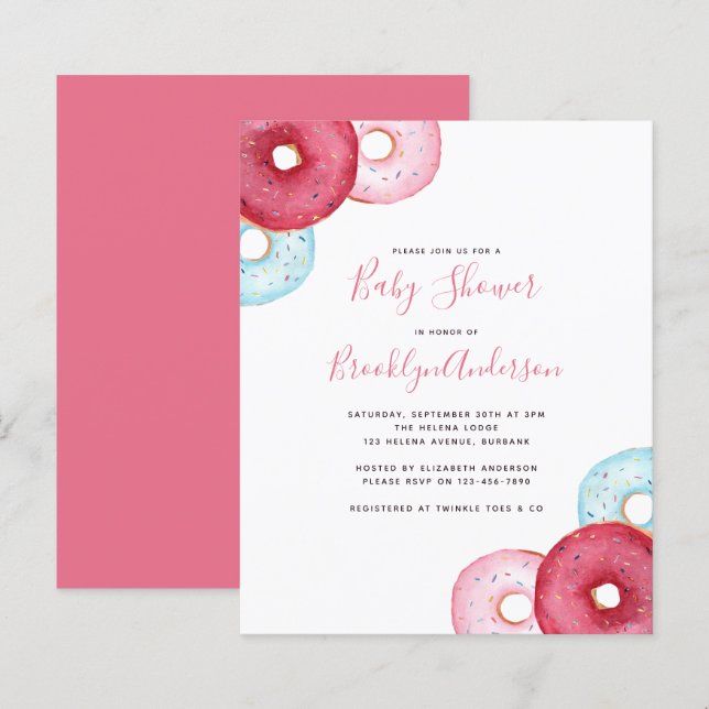 BUDGET Doughnuts Baby Shower Invitation (Front/Back)